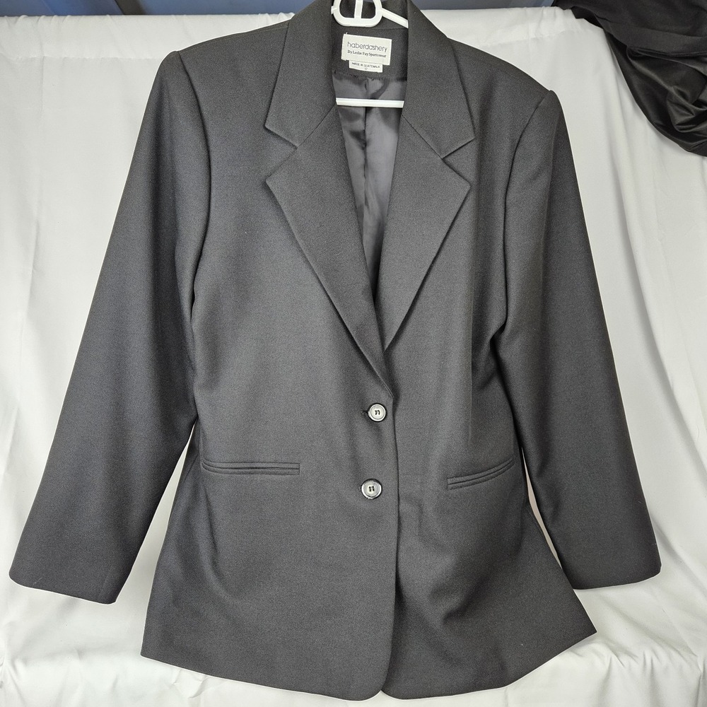 Haberdashery Women's Vintage Union Made Black 2-Button Blazer Jacket Size 12